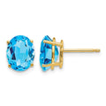 14k 9x7mm Oval Blue Topaz Earrings