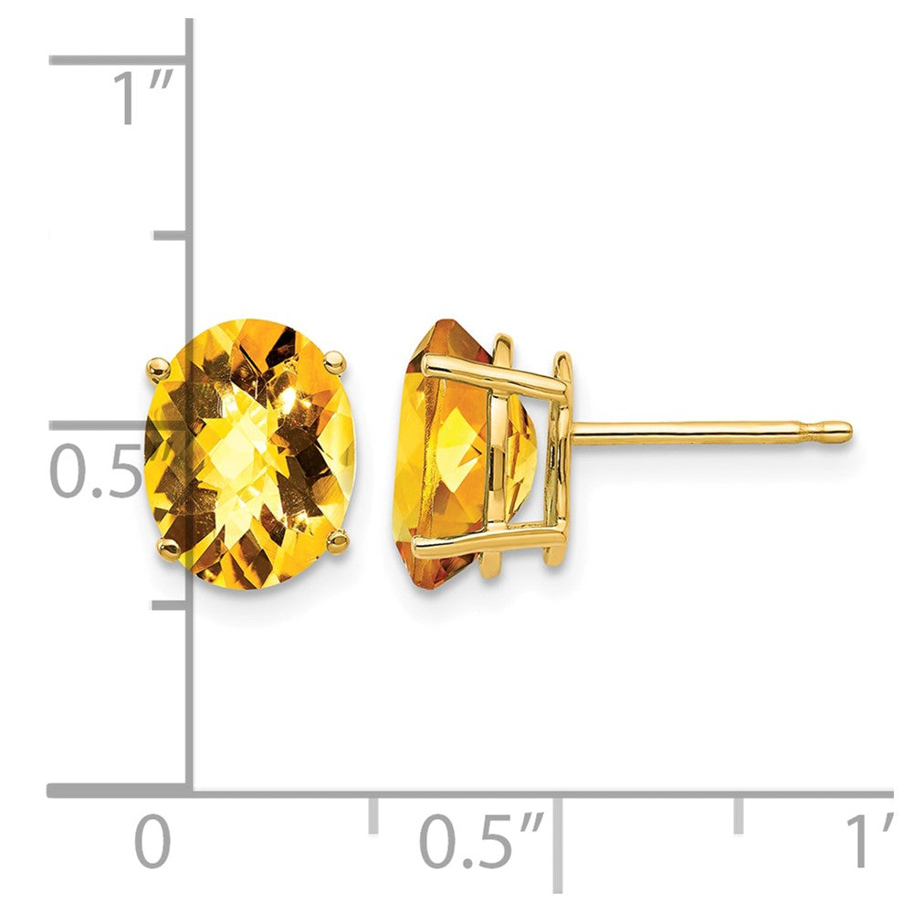 14k 9x7mm Oval Citrine Checker Earrings