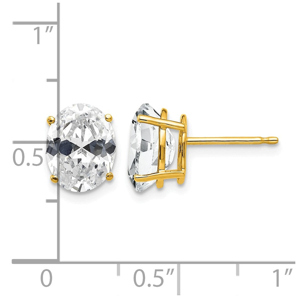 14k 9x7mm Oval Cubic Zirconia Earrings