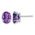 14k White Gold 9x7mm Oval Amethyst Earrings