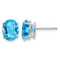 14k White Gold 9x7mm Oval Blue Topaz Earrings