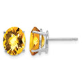 14k White Gold 9x7mm Oval Citrine Checker Earrings