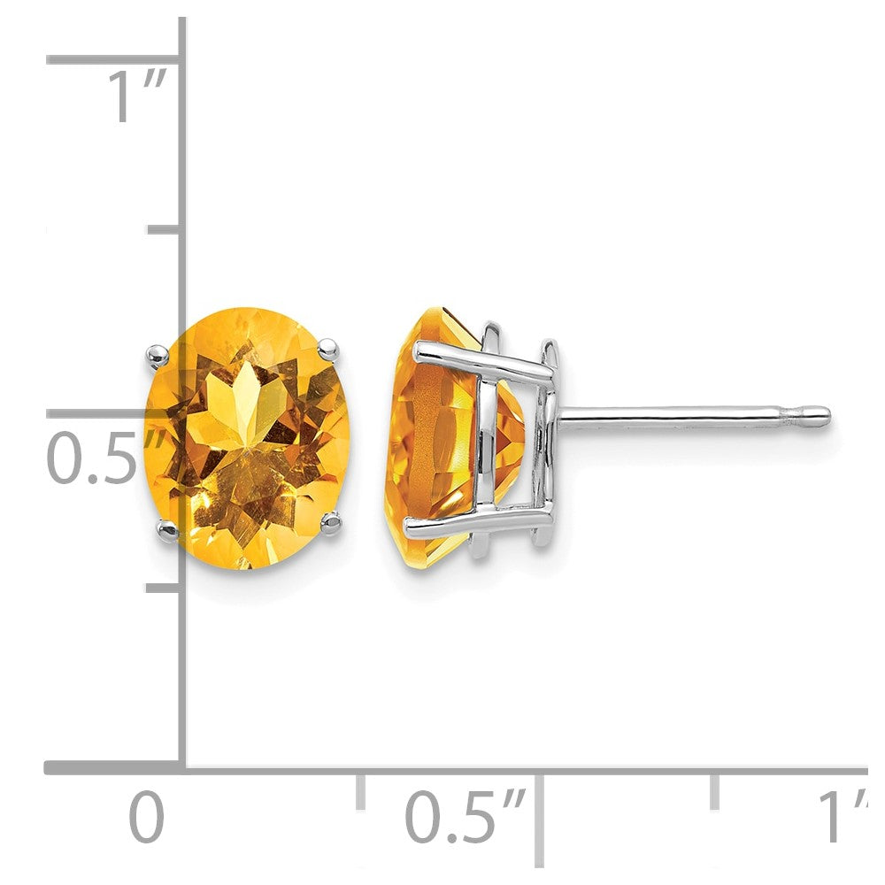 14k White Gold 9x7mm Oval Citrine Earrings