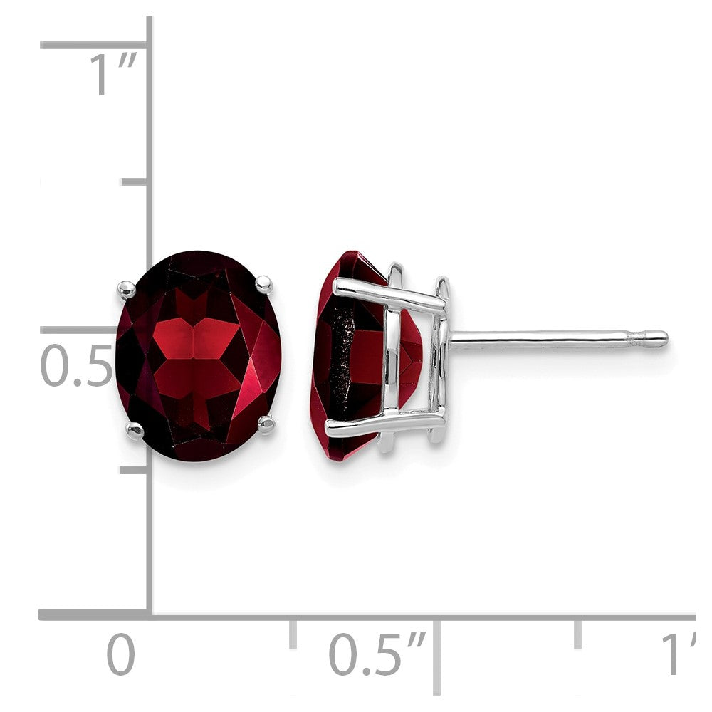 14k White Gold 9x7mm Oval Garnet Earrings
