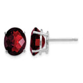 14k White Gold 9x7mm Oval Garnet Checker Earrings