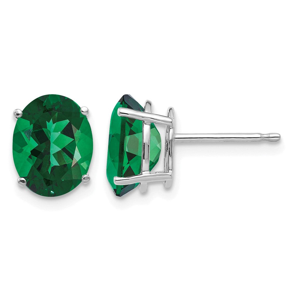 14k White Gold Mount St. Helens Oval Stud Earrings