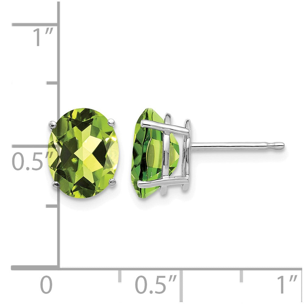 14k White Gold 9x7mm Oval Peridot Earrings