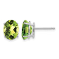 14k White Gold 9x7mm Oval Peridot Earrings