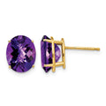 14k 10x8mm Oval Amethyst Checker Earrings