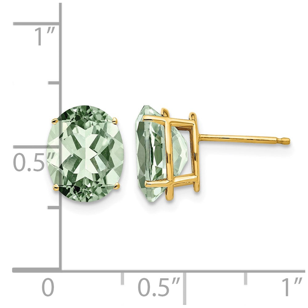 14k 10x8 Oval Green Quartz Earrings