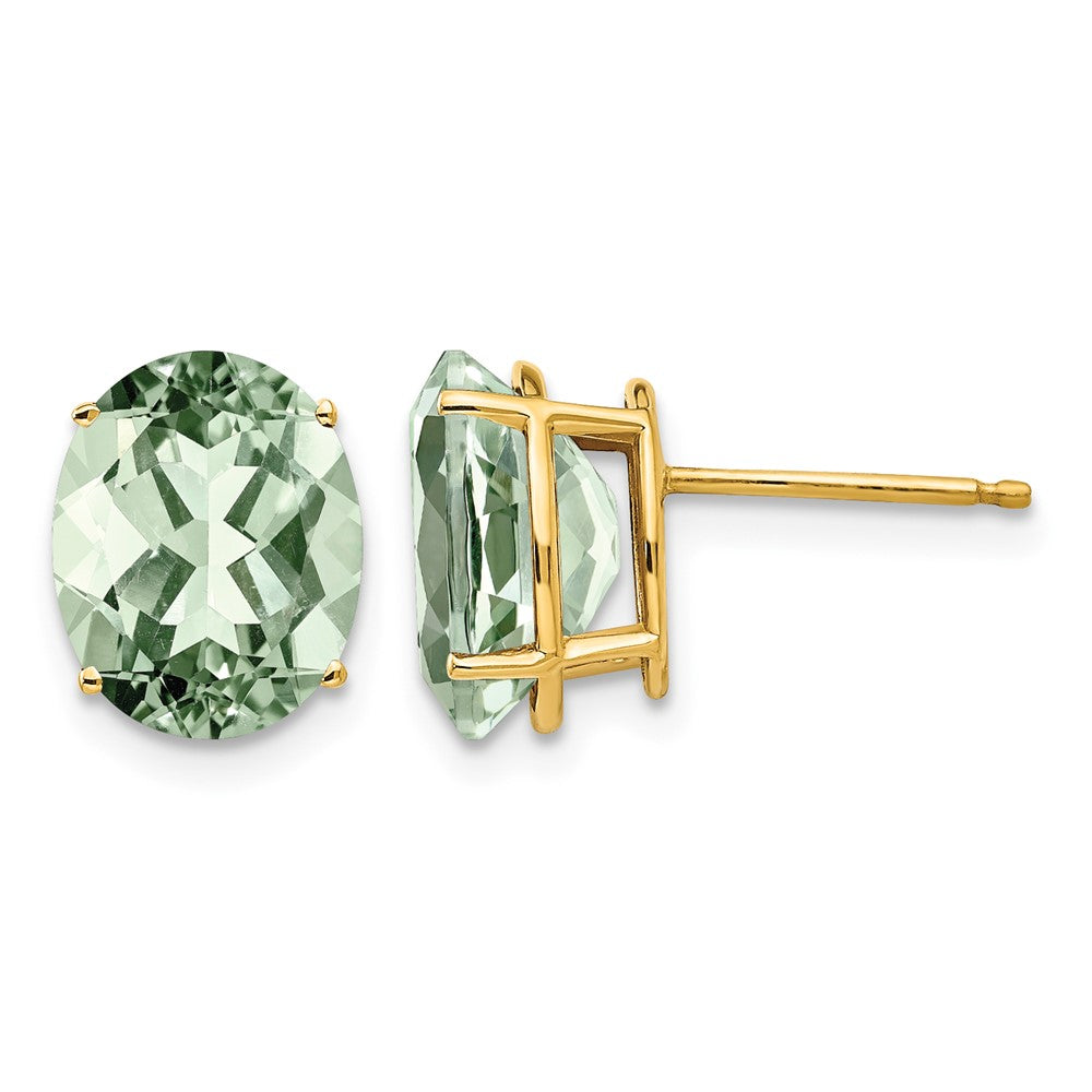 14k 10x8 Oval Green Quartz Earrings