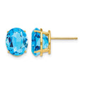 14k 10x8mm Oval Blue Topaz Earrings