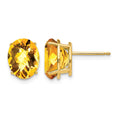 14k 10x8mm Oval Citrine Checker Earrings