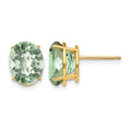 14k 10x8 Oval Checker-Cut Green Quartz Earrings