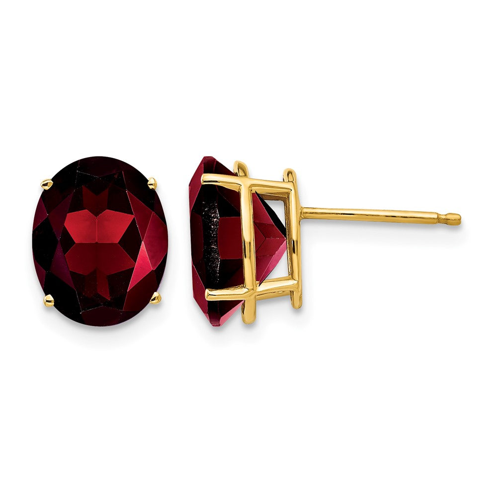 14k 10x8mm Oval Garnet Earrings