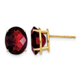 14k 10x8mm Oval Garnet Checker Earrings