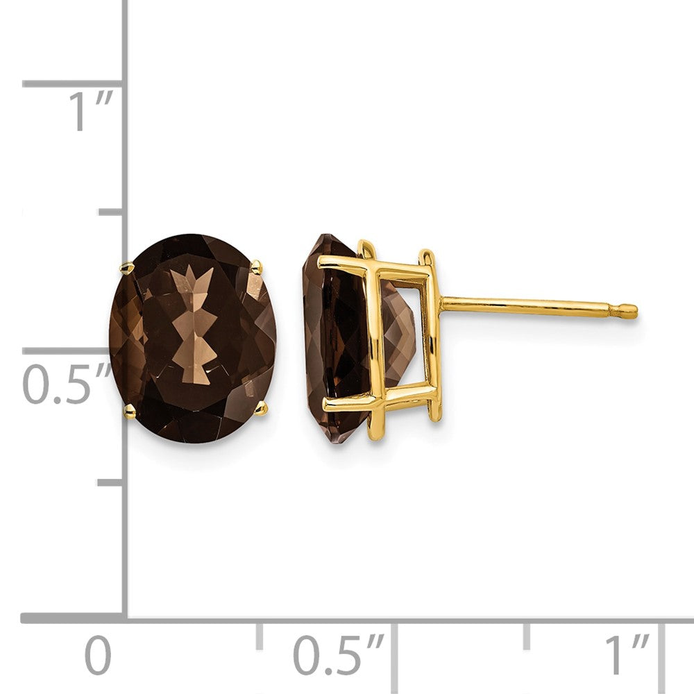 14k 10x8 Oval Smoky Quartz Earrings