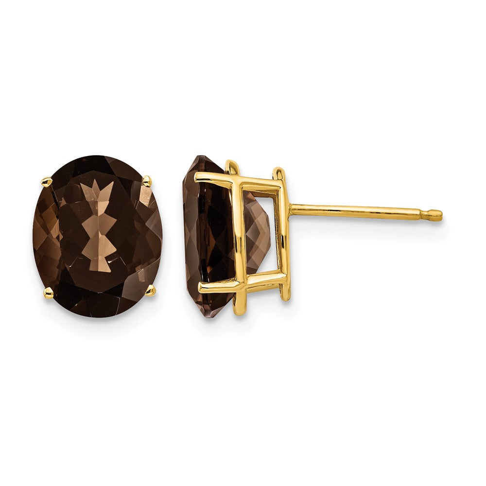 14k 10x8 Oval Smoky Quartz Earrings