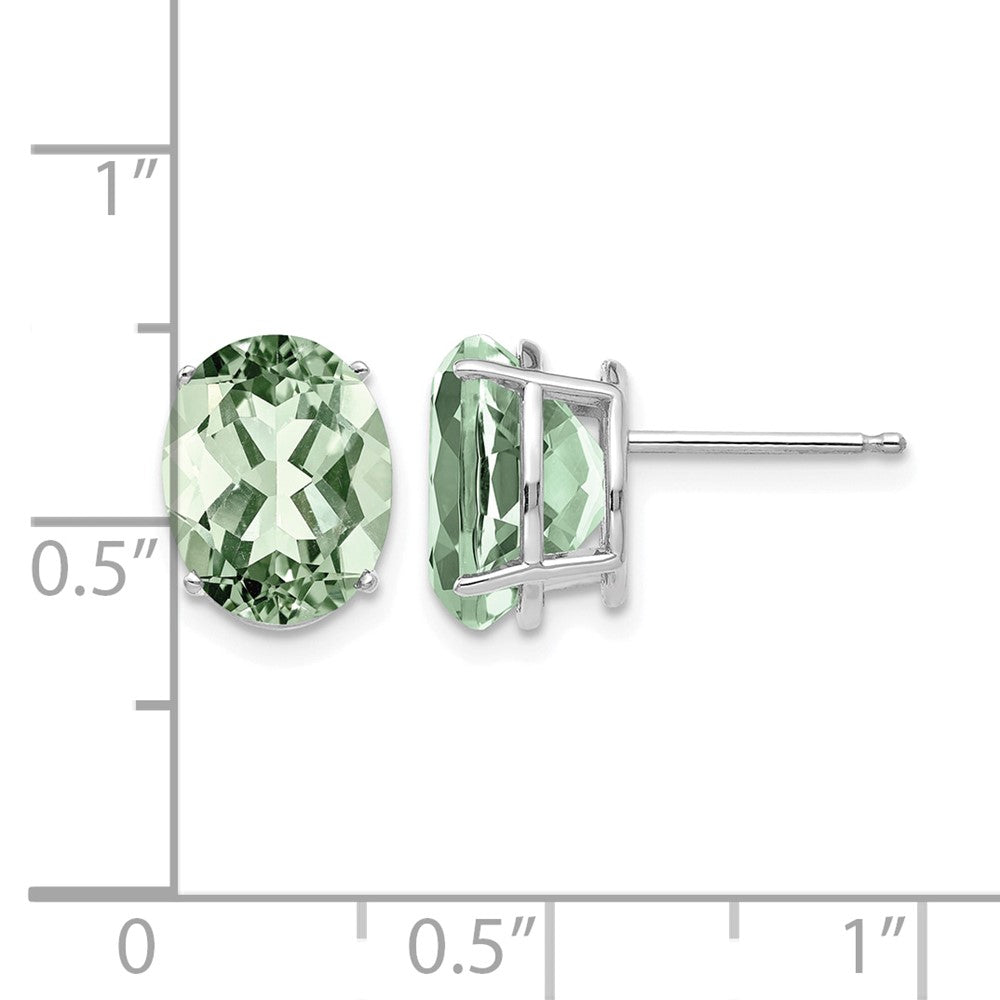 14kw 10x8 Oval Green Quartz Earrings