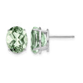 14kw 10x8 Oval Green Quartz Earrings