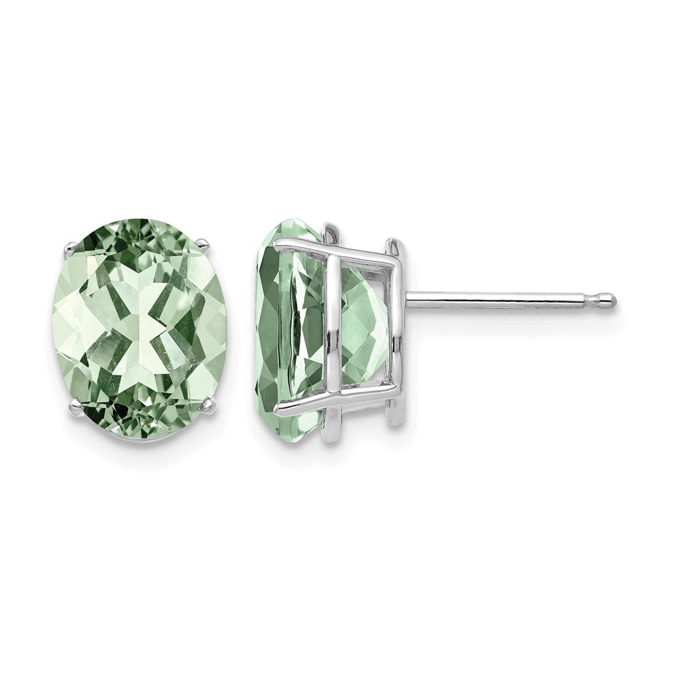 14kw 10x8 Oval Green Quartz Earrings