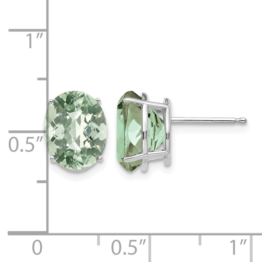 14kw 10x8 Oval Checker-Cut Green Quartz Earrings