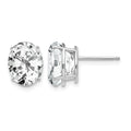 14k White Gold 10x8mm Oval Cubic Zirconia Earrings