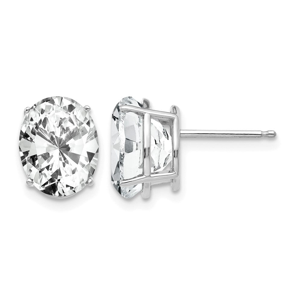 14k White Gold 10x8mm Oval Cubic Zirconia Earrings