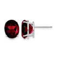 14k White Gold Garnet Oval Stud Earrings