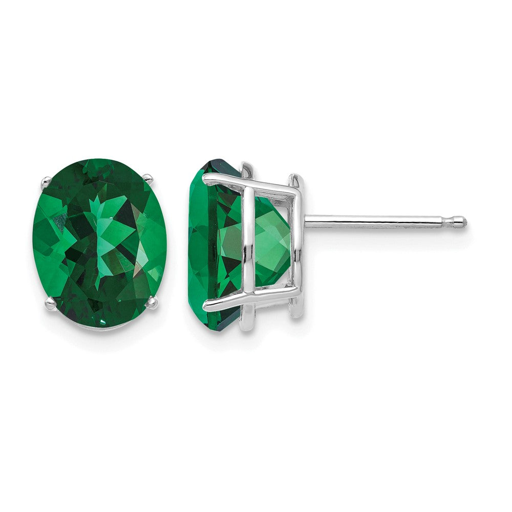 14k White Gold Mount St. Helens Oval Stud Earrings