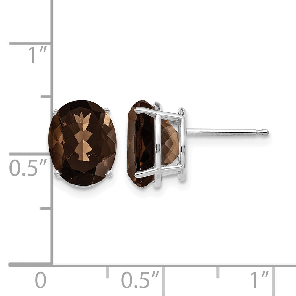 14kw 10x8 Oval Smoky Quartz Earrings