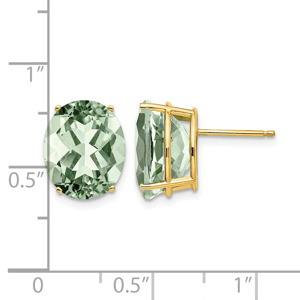 14k 12x10 Oval Green Quartz Earrings
