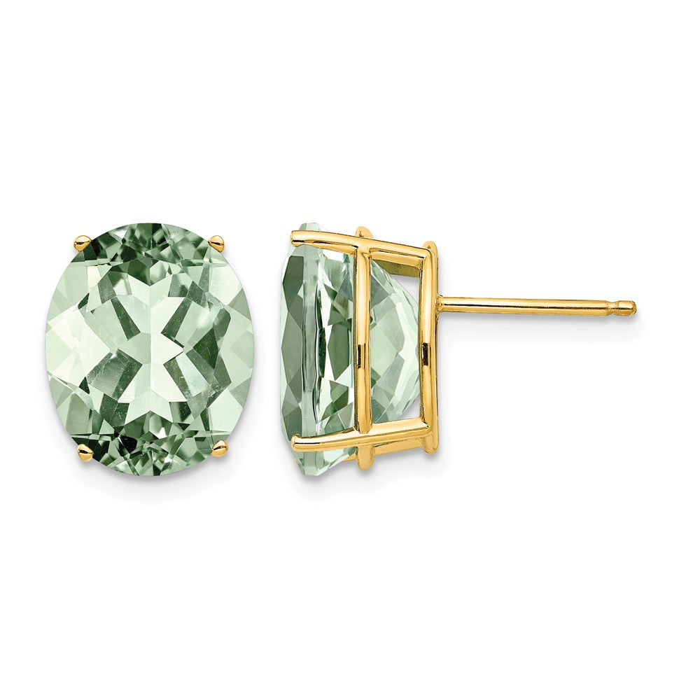 14k 12x10 Oval Green Quartz Earrings
