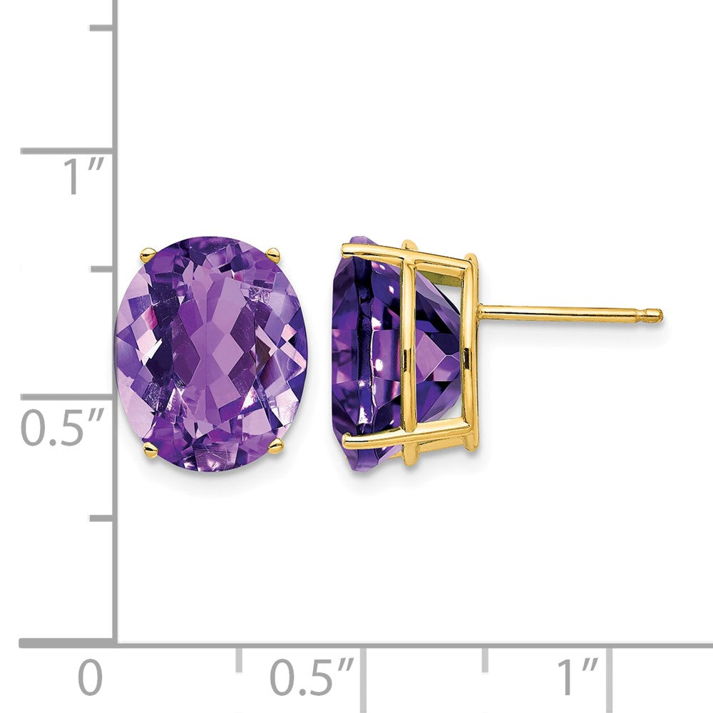 14k 12x10mm Oval Amethyst Earrings