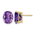 14k 12x10mm Oval Amethyst Earrings
