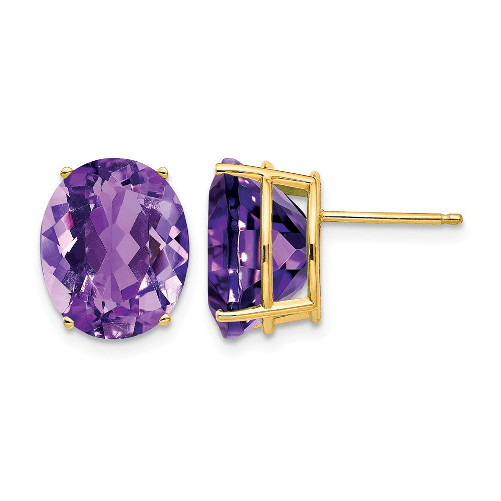 14k 12x10mm Oval Amethyst Earrings