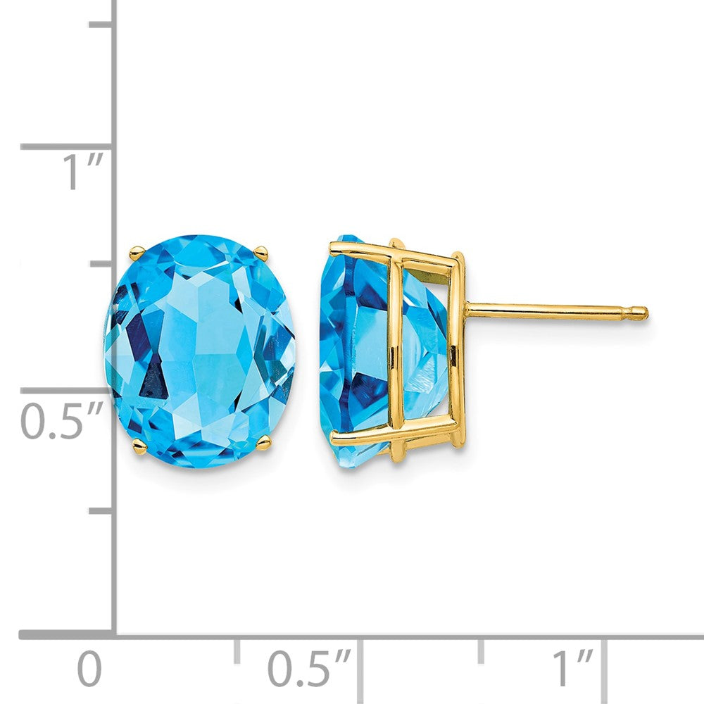 14k 12x10mm Oval Blue Topaz Earrings