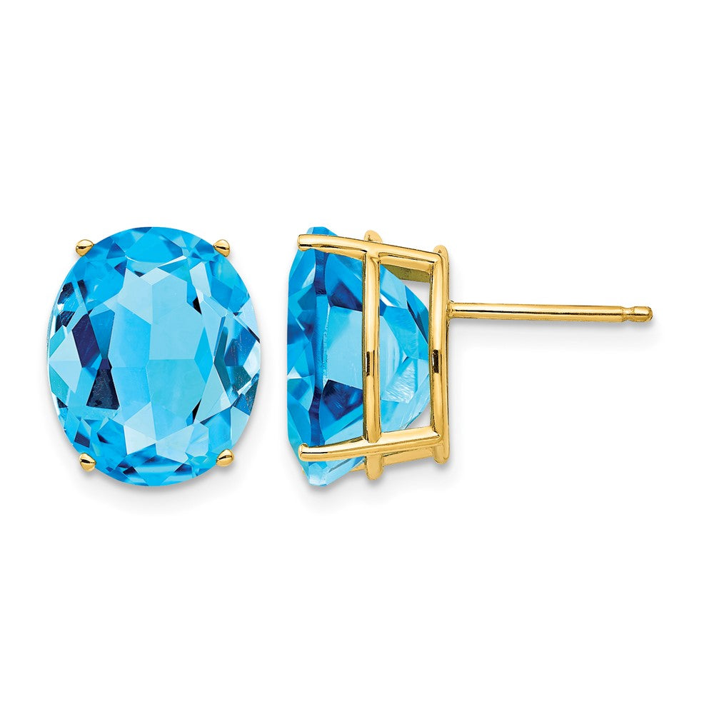 14k 12x10mm Oval Blue Topaz Earrings