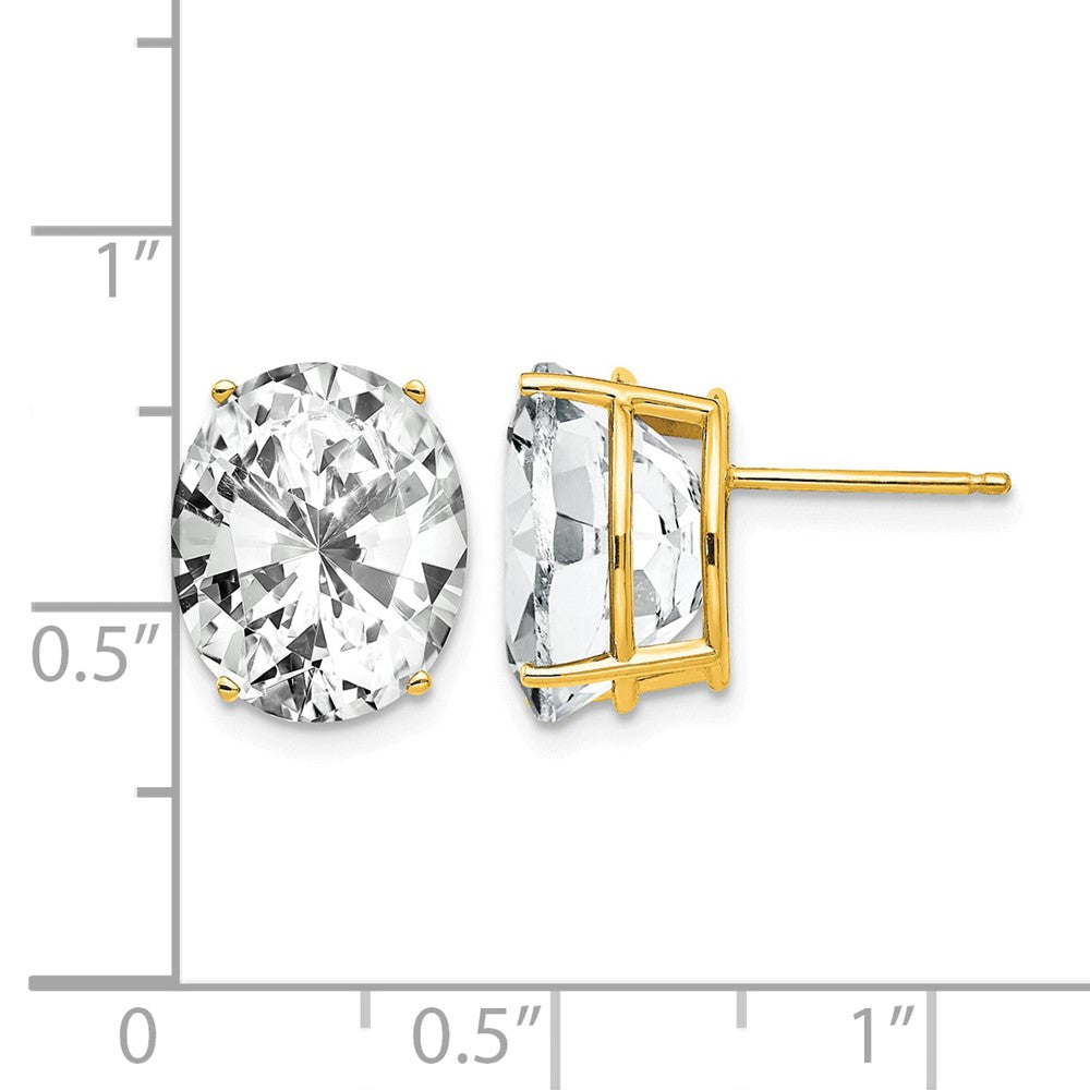 14k 12x10mm Oval Cubic Zirconia Earrings