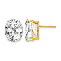 14k 12x10mm Oval Cubic Zirconia Earrings