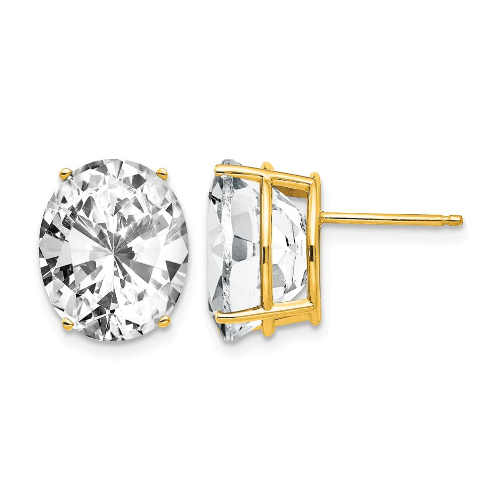 14k 12x10mm Oval Cubic Zirconia Earrings