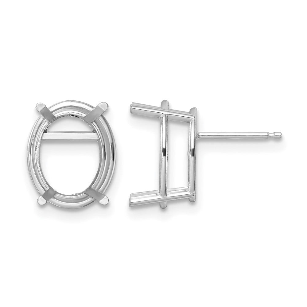14k White Gold 12x10 Oval Earring Mountings
