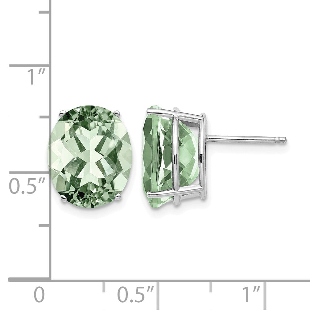 14kw 12x10 Oval Green Quartz Earrings