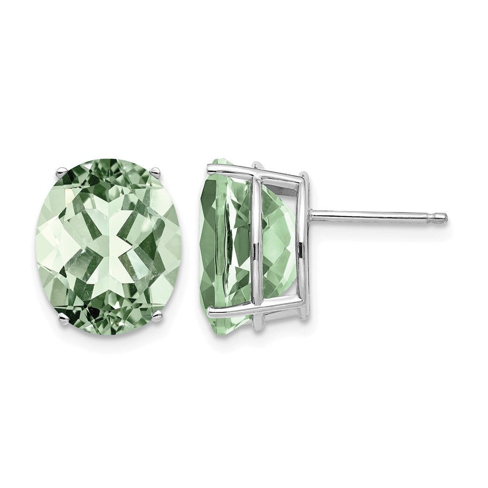 14kw 12x10 Oval Green Quartz Earrings
