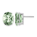 14kw 12x10 Oval Green Quartz Earrings