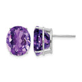 14k White Gold Amethyst Oval Stud Earrings