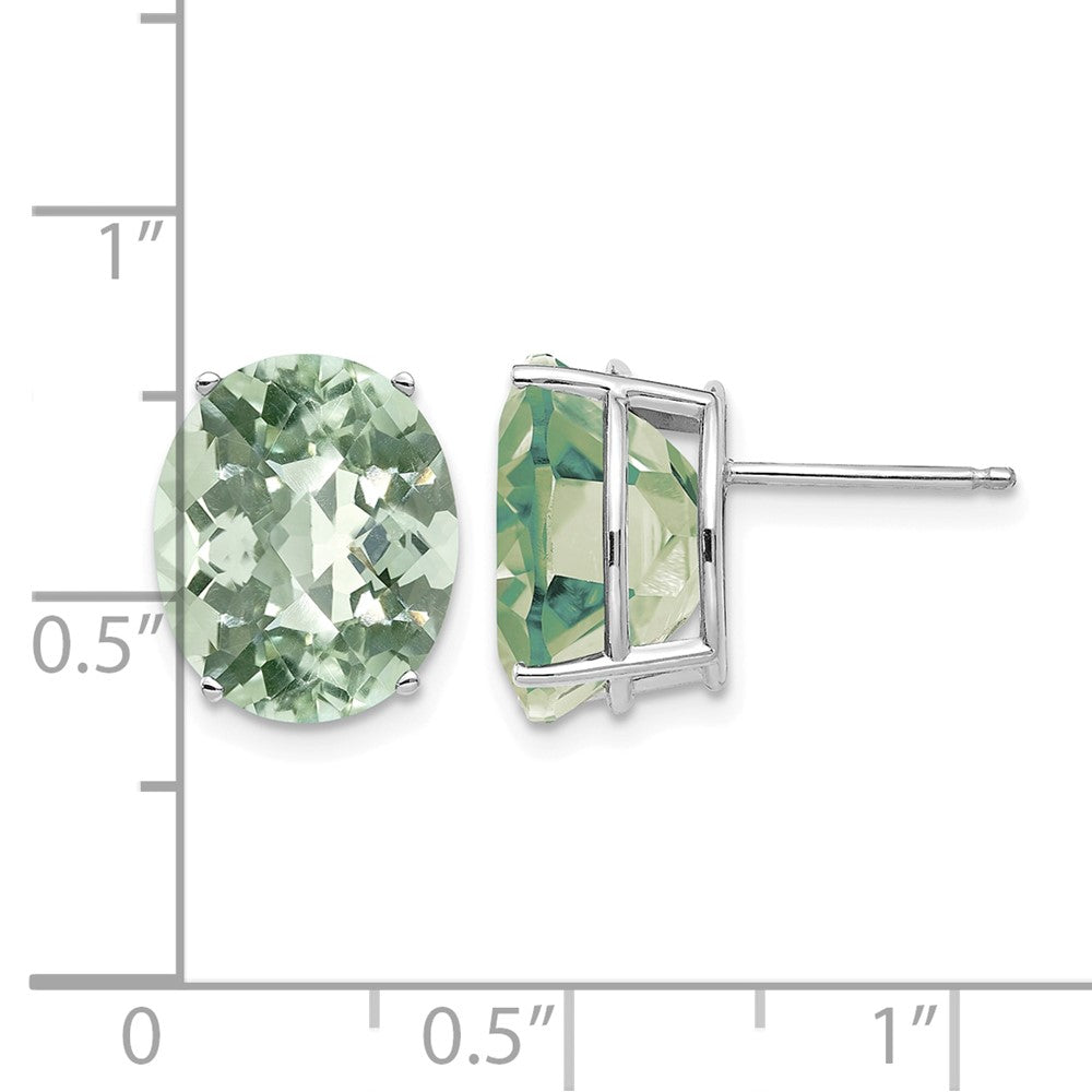 14kw 12x10 Oval Checker-Cut Green Quartz Earrings