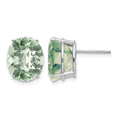 14kw 12x10 Oval Checker-Cut Green Quartz Earrings