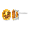 14k White Gold 12x10mm Oval Citrine Earrings