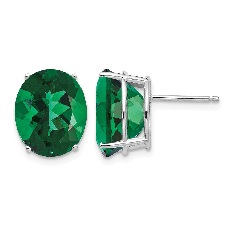 14k White Gold Mount St. Helens Oval Stud Earrings
